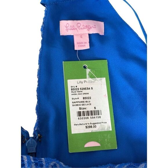 NEW LILLY PULITZER Angel Lace Blue Maxi Dress size S Sleeveless - Picture 5 of 12